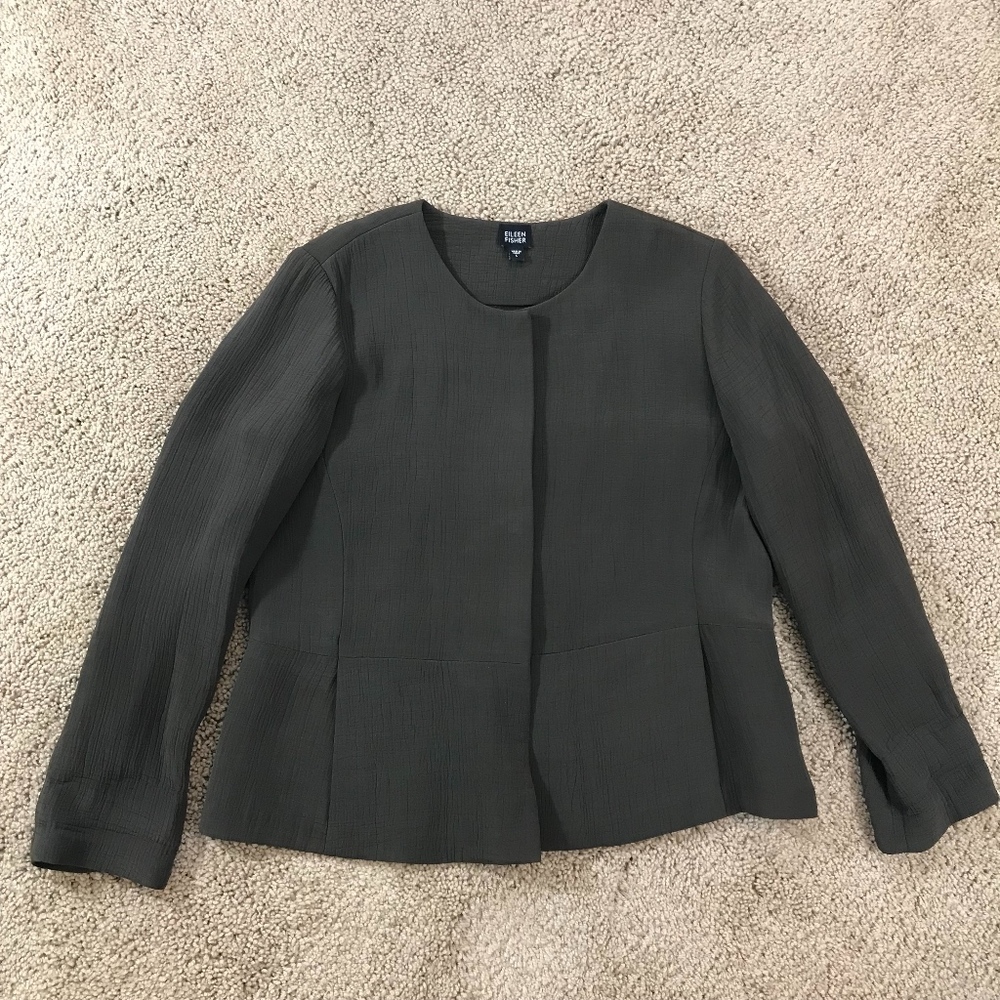 Eileen Fisher Green Blouse Suit Jacket L
